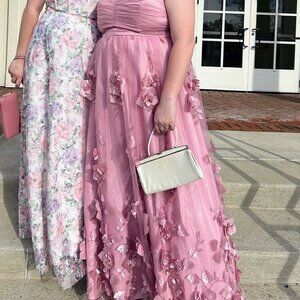 Pink Floral Prom Dress